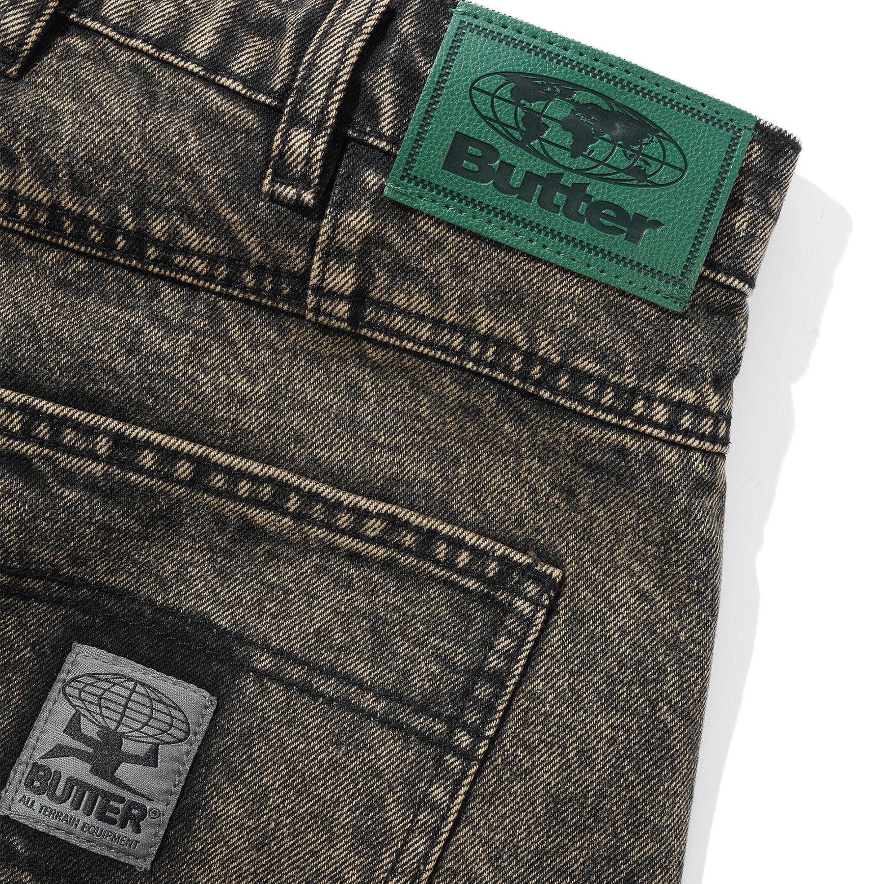 Butter Goods Wide Cut Denim Jeans Acid Washed Brown
