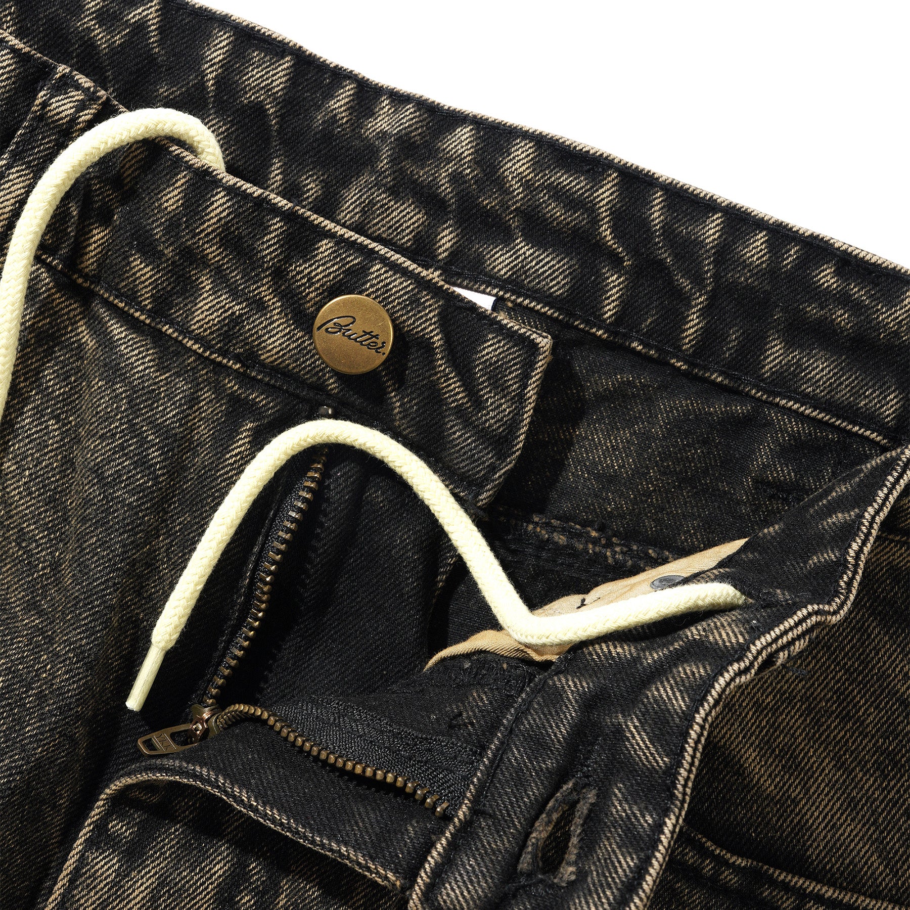 Butter Goods Wide Cut Denim Jeans Acid Washed Brown