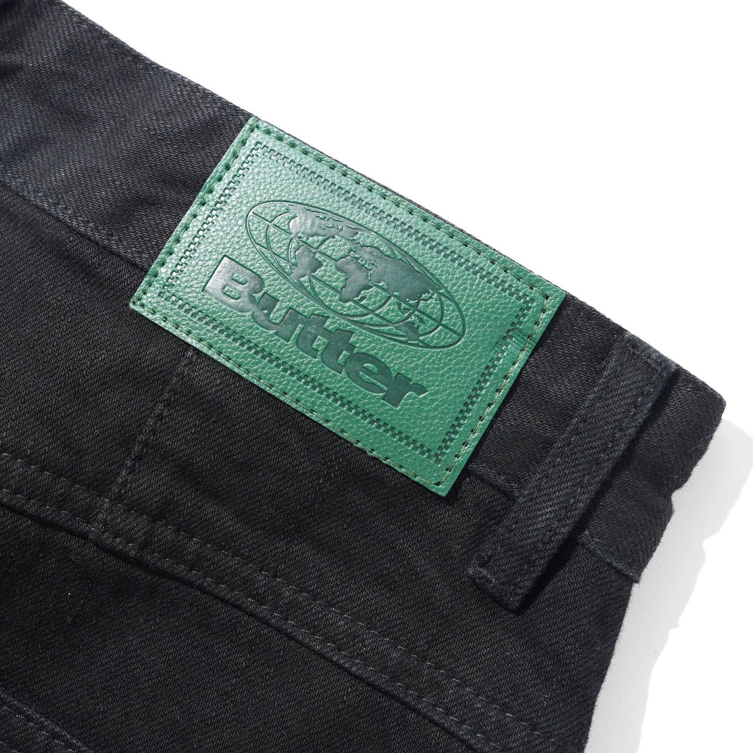 Butter Goods Wide Cut Denim Jeans Flat Black Selvedge