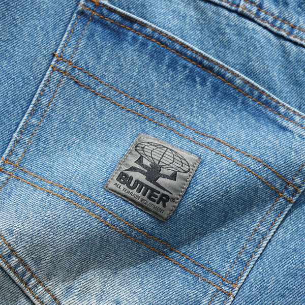 Butter Goods Wide Cut Denim Jeans Worn Indigo - Orchard Skateshop