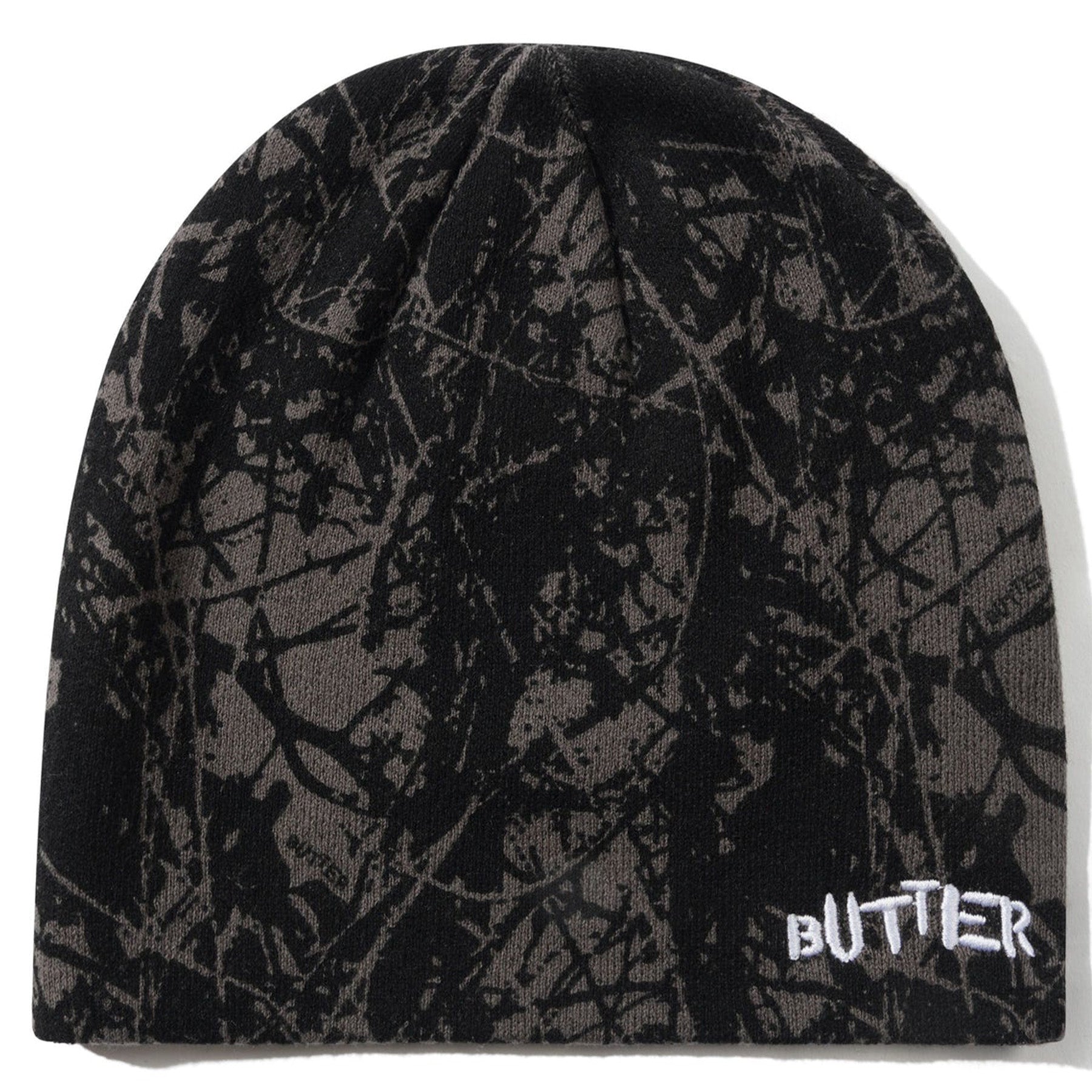 Butter Goods Woods Camo Skully Beanie Black