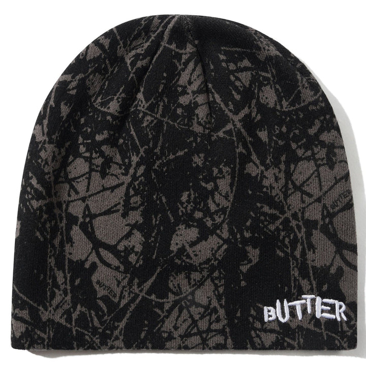 Butter Goods Woods Camo Skully Beanie Black