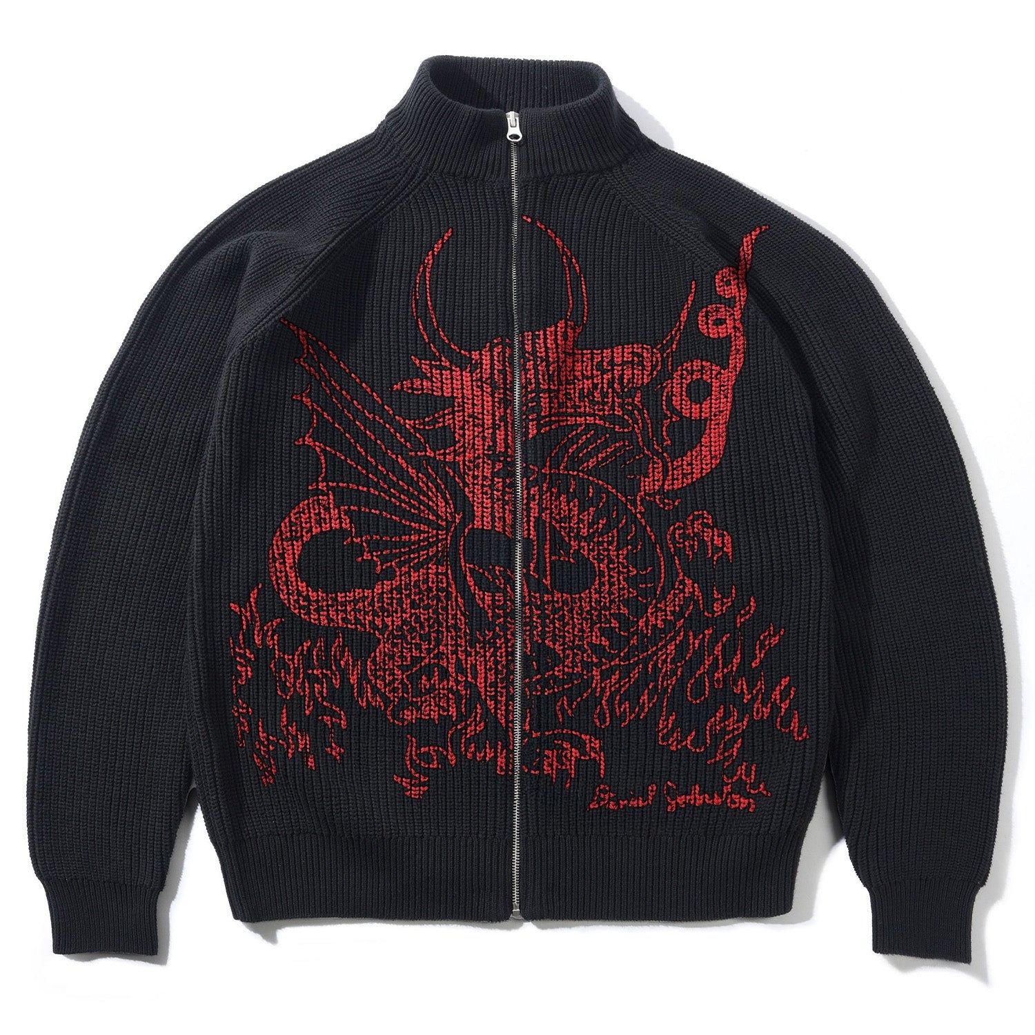 Butter Goods x Daniel Johnston Dragon Knit Zip-Up Sweater Black 
