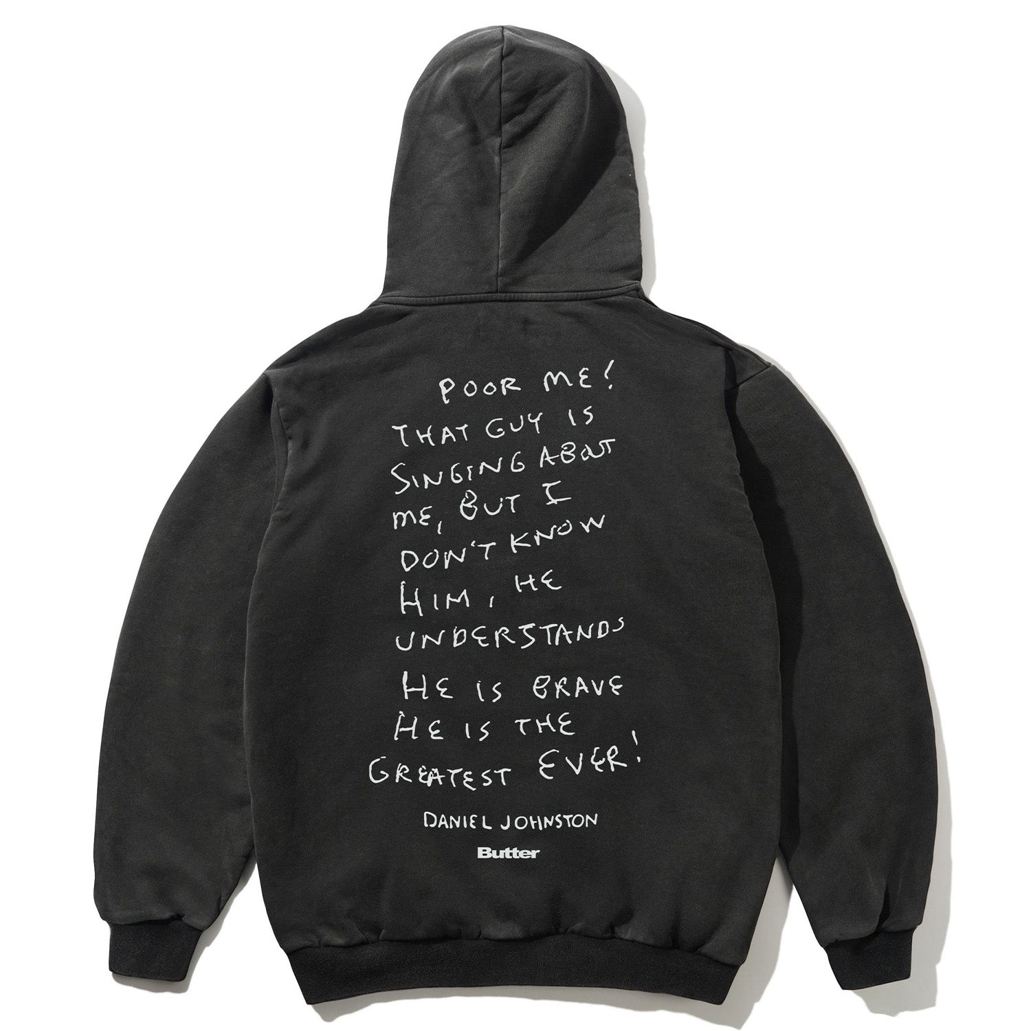 Butter Goods x Daniel Johnston Enemy Hoodie Distressed Washed Black