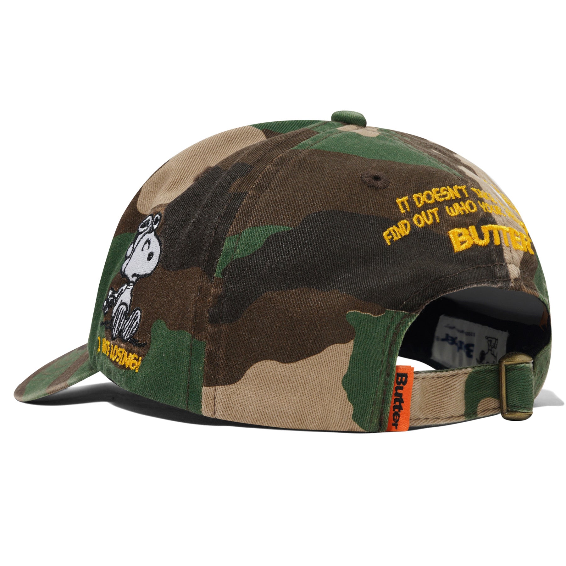 Butter Goods x Peanuts Rats 6 Panel Hat Washed Camo