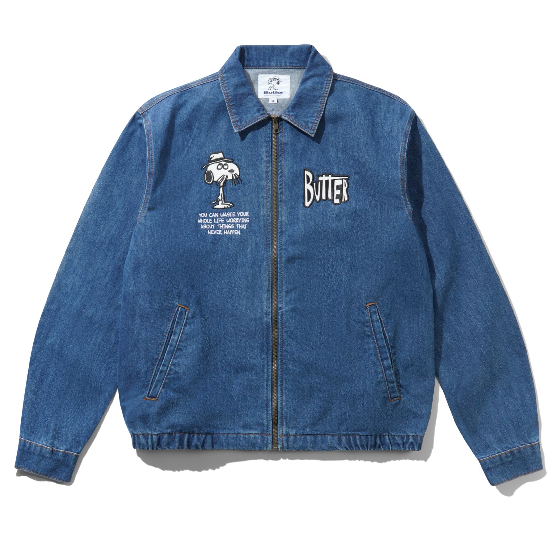 Butter Goods x Peanuts Spike Denim Jacket Distressed Indigo