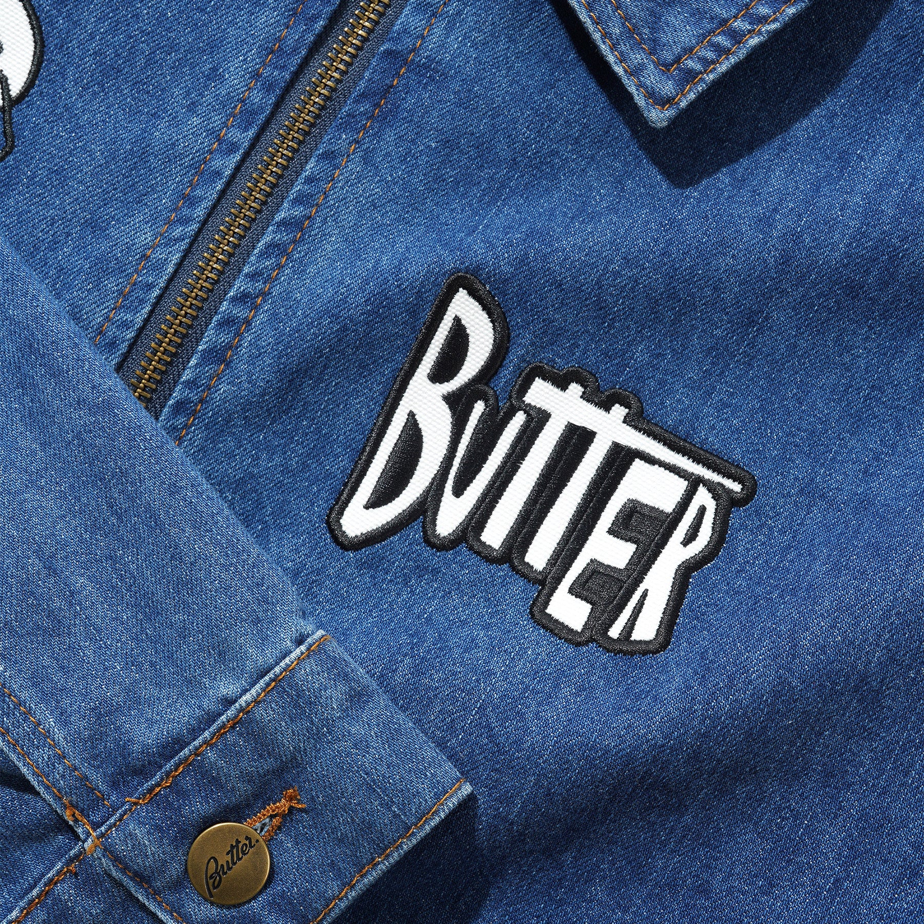 Butter Goods x Peanuts Spike Denim Jacket Distressed Indigo
