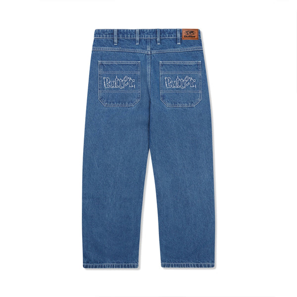 [SOMEWHERE BUTTER]★semi low denim pants Butter Goods Breakdown Relaxed Denim Jeans Solid Blue