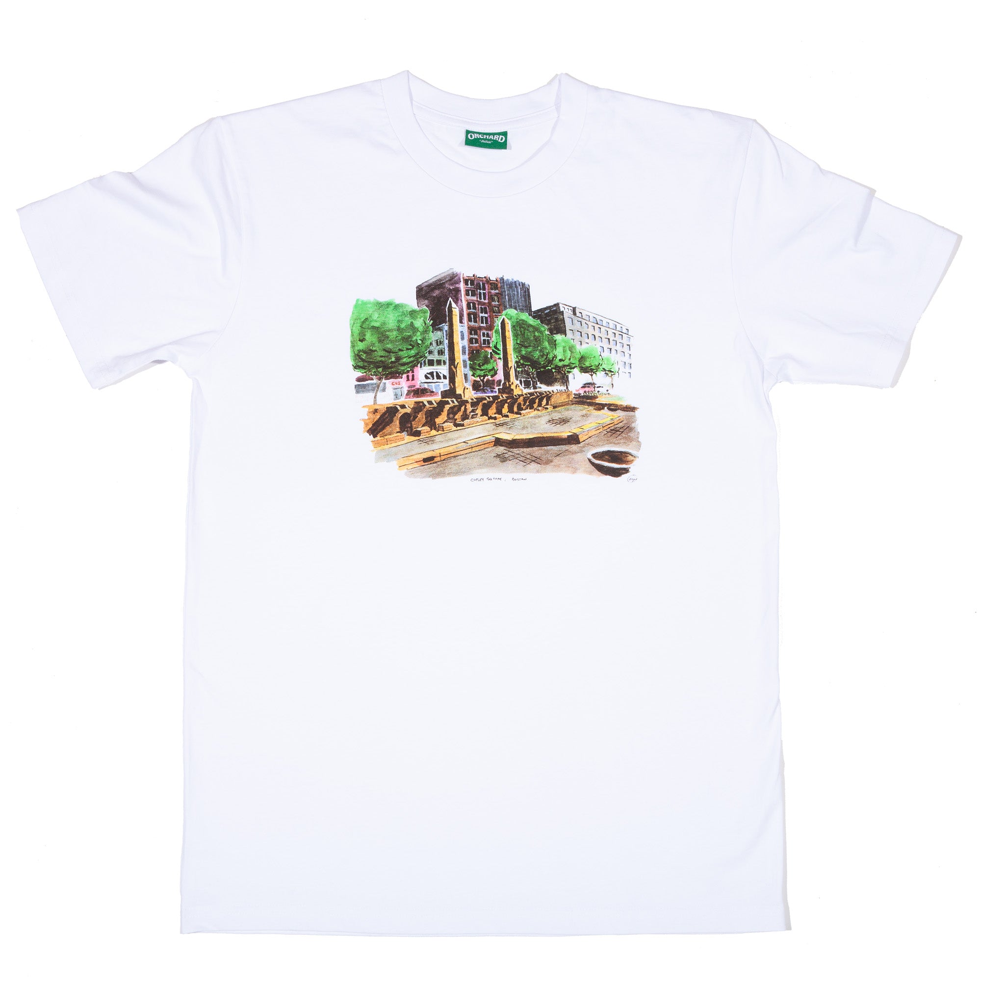 Orchard Copley Fountain by Ezra Brown White Tee
