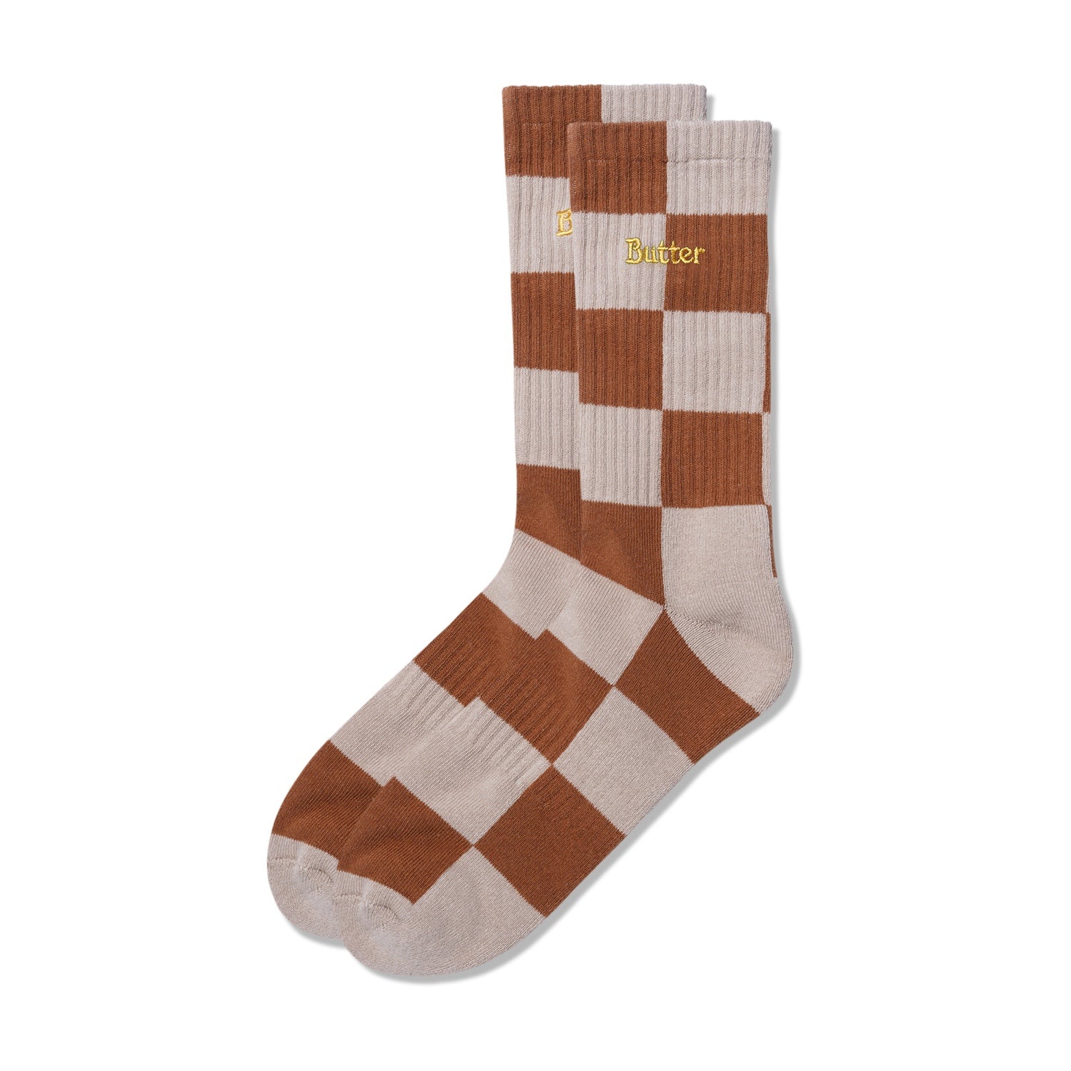 Butter Checkered Socks Powder Sand/Brown