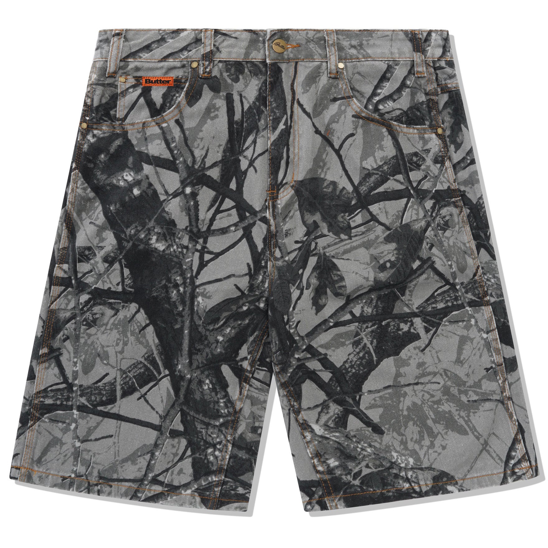 Butter Goods Foilage Camo Denim Shorts Black