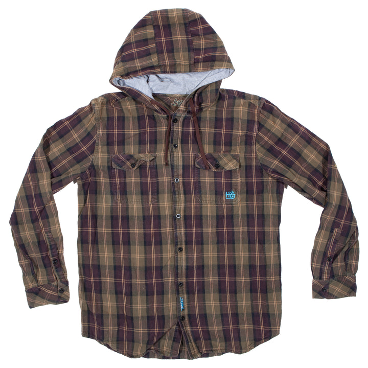 Overripe Habitat Hooded Flannel Shirt Brown XL (2005ish)