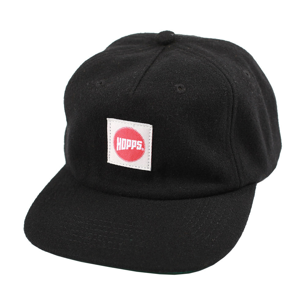 Hopps Label Wool Snapback Hat Black