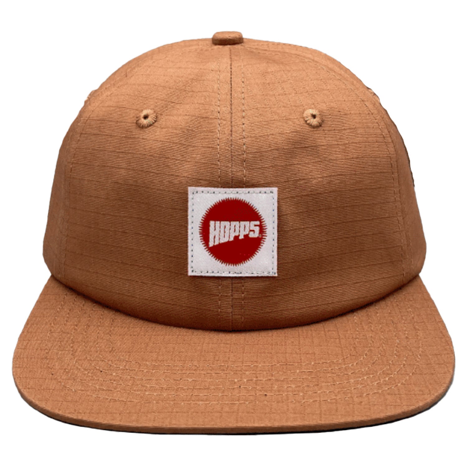 Hopps Label Ripstop 6 Panel Strapback Hat Khaki