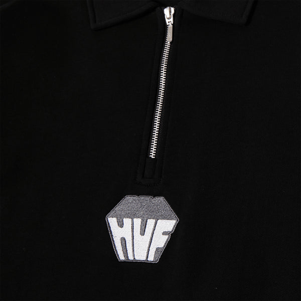 Huf Big Block 1/4 French Terry Top Black - Orchard Skateshop
