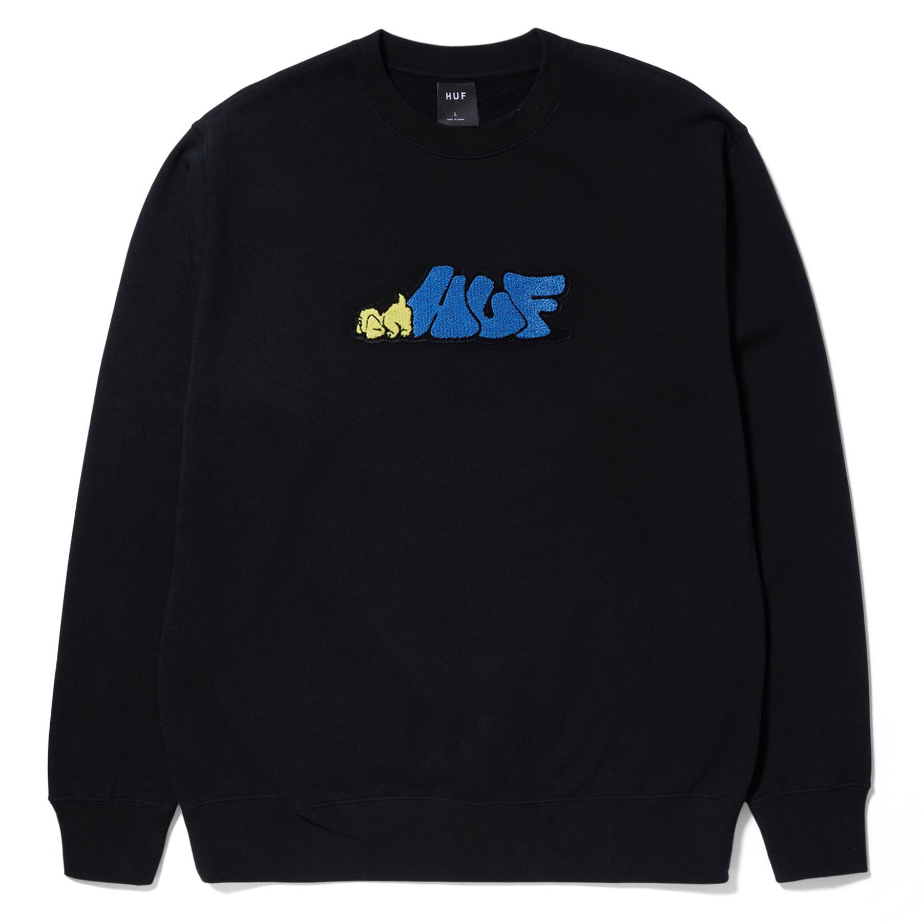 Huf Dog Sense Crewneck Sweatshirt Black - Orchard Skateshop