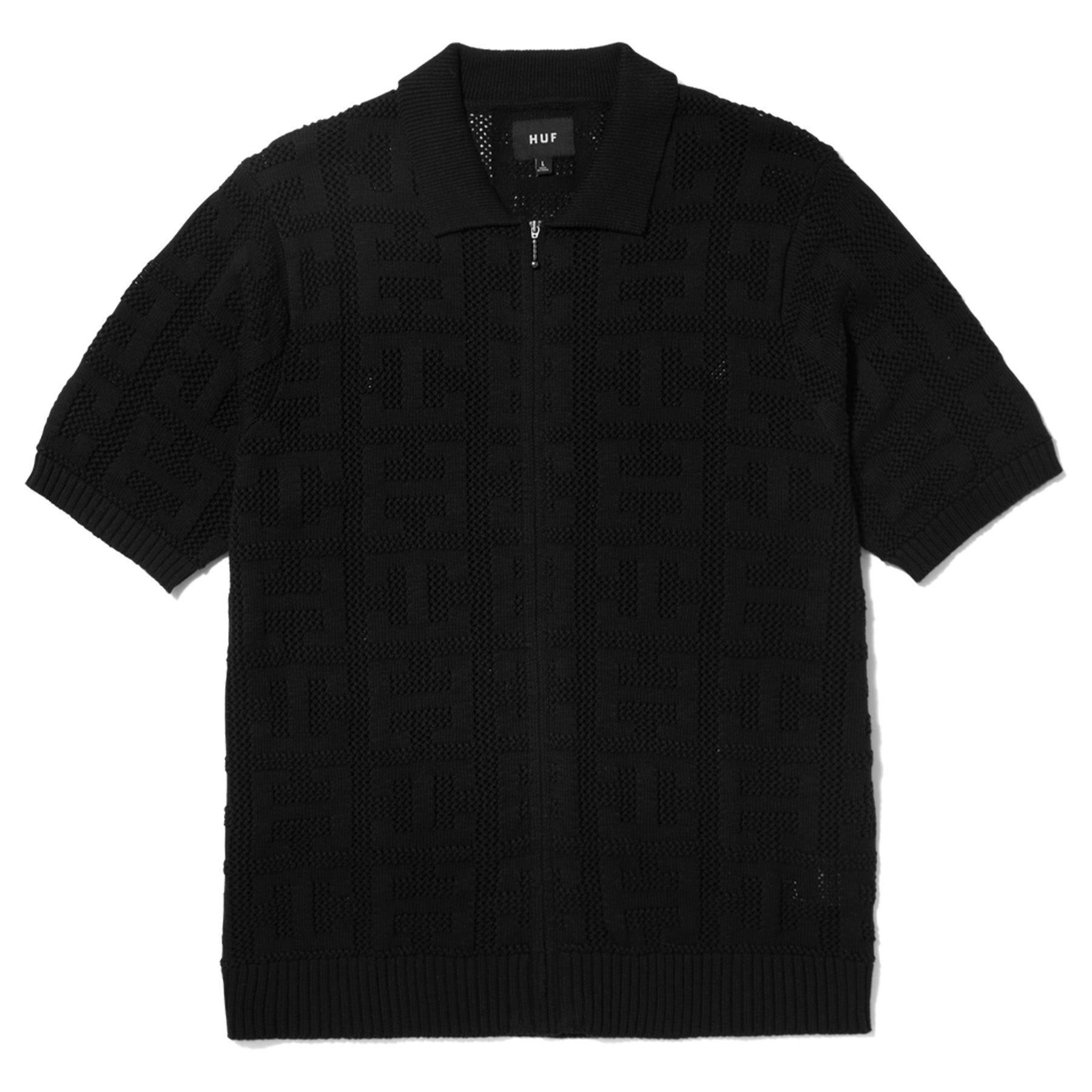 Huf Monogram Jacquard Zip S/S Sweater Black