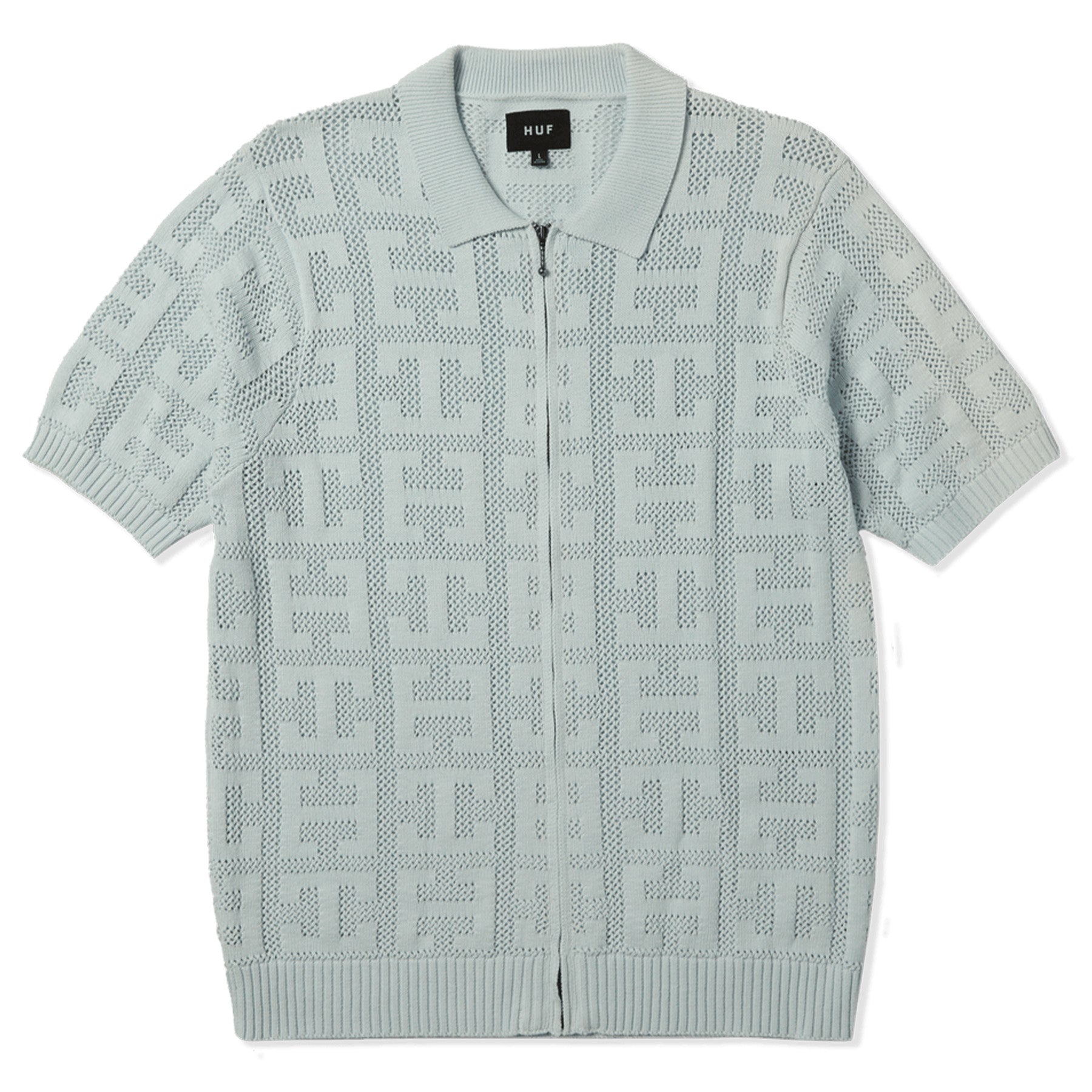 Huf Monogram Jacquard Zip S/S Sweater Sky