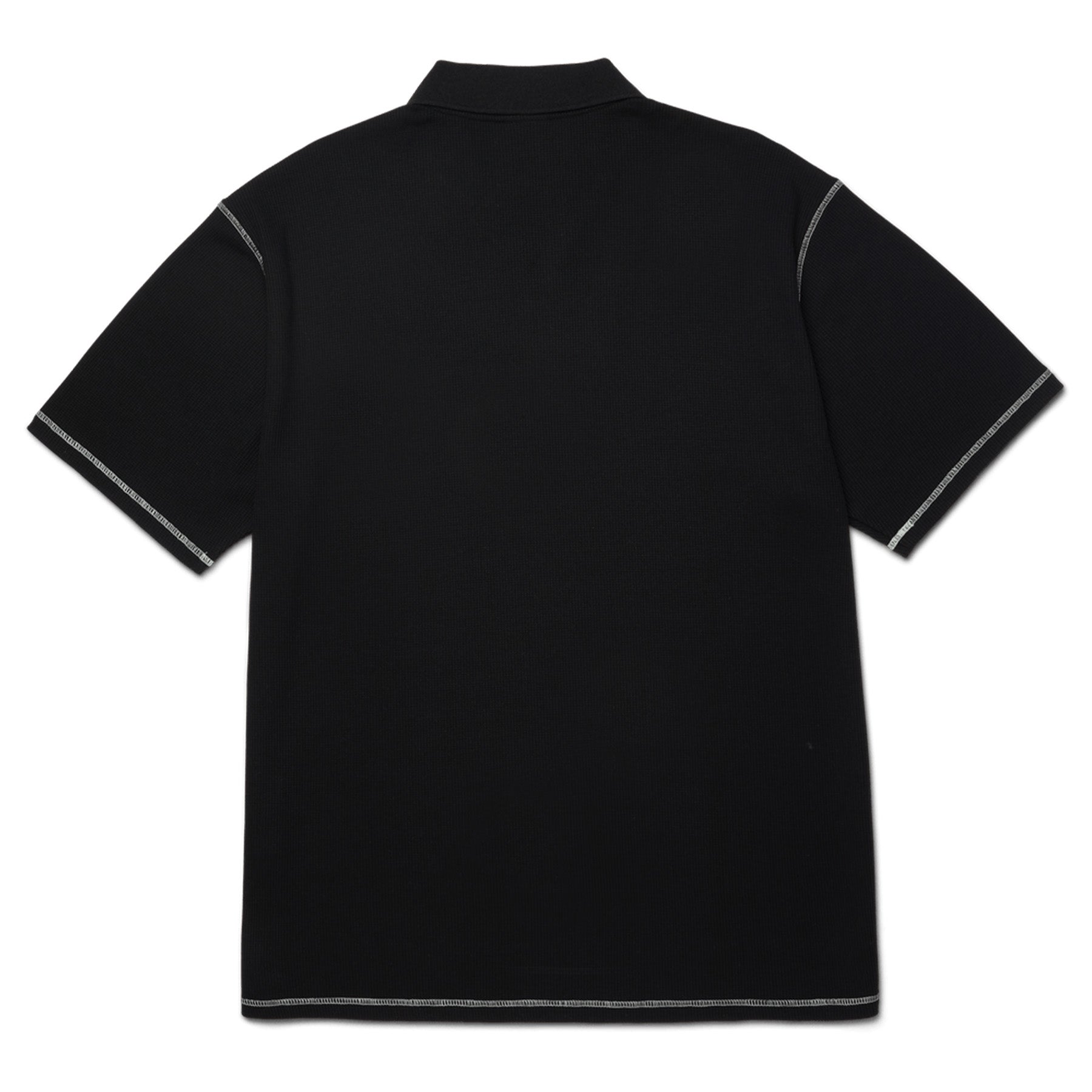 Huf Waffle Knit Contrast Polo Top Black