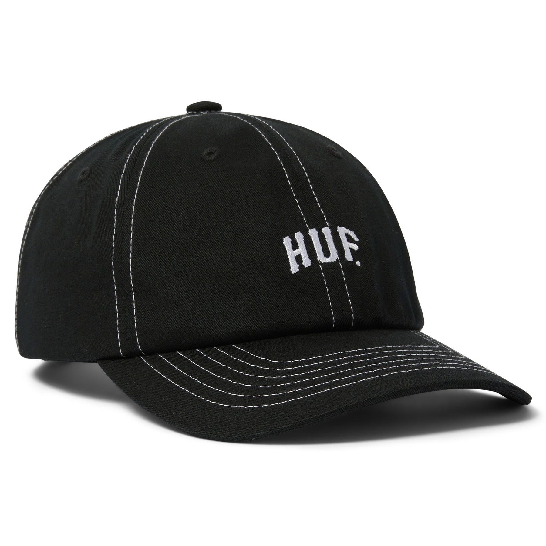 HELLO■Washed Typo Arch Logo 6panel Cap_Black Huf Arch Logo 6 Panel Hat Black - Orchard Skateshop