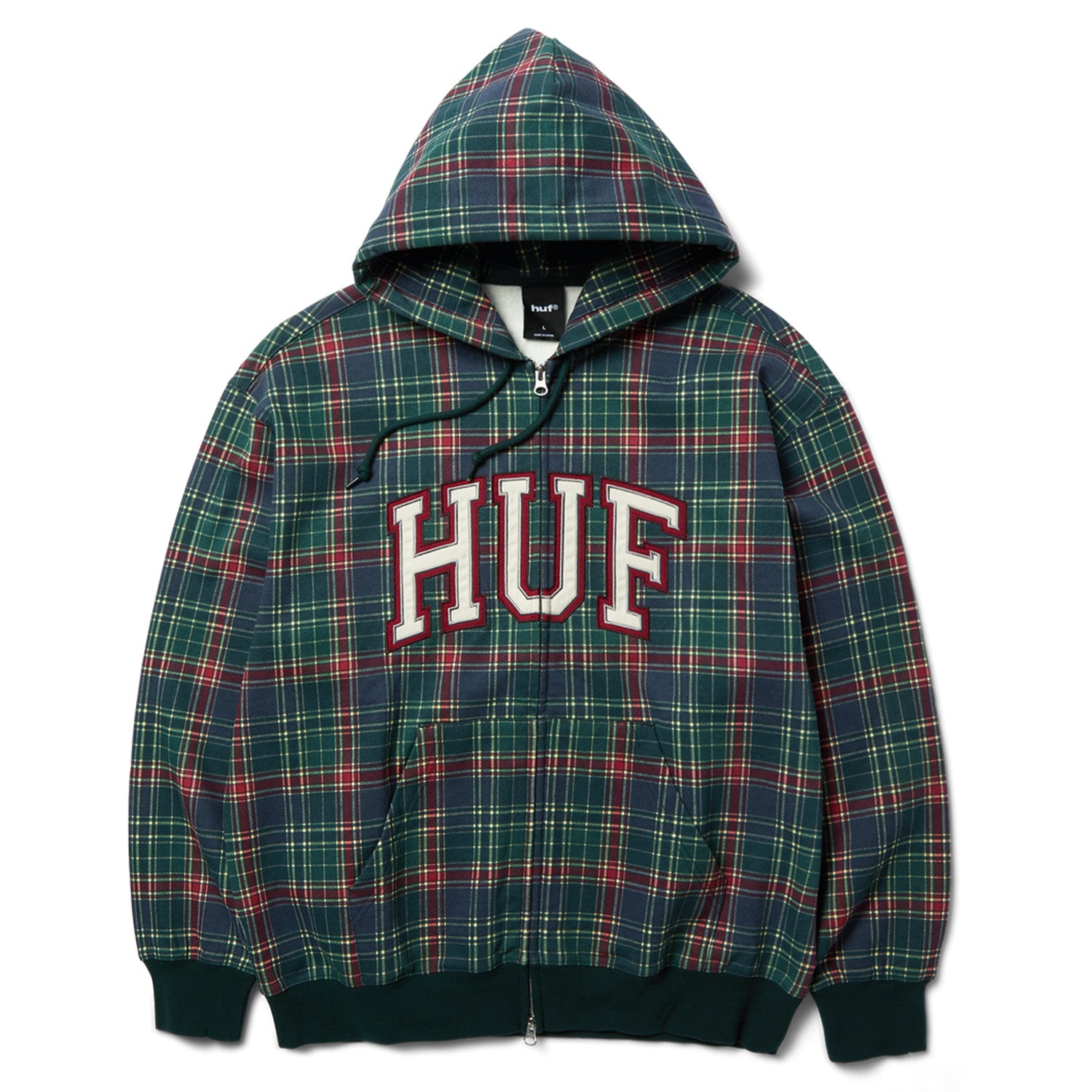 Huf Arch Plaid Full Zip Heavyweight Hoodie Forest