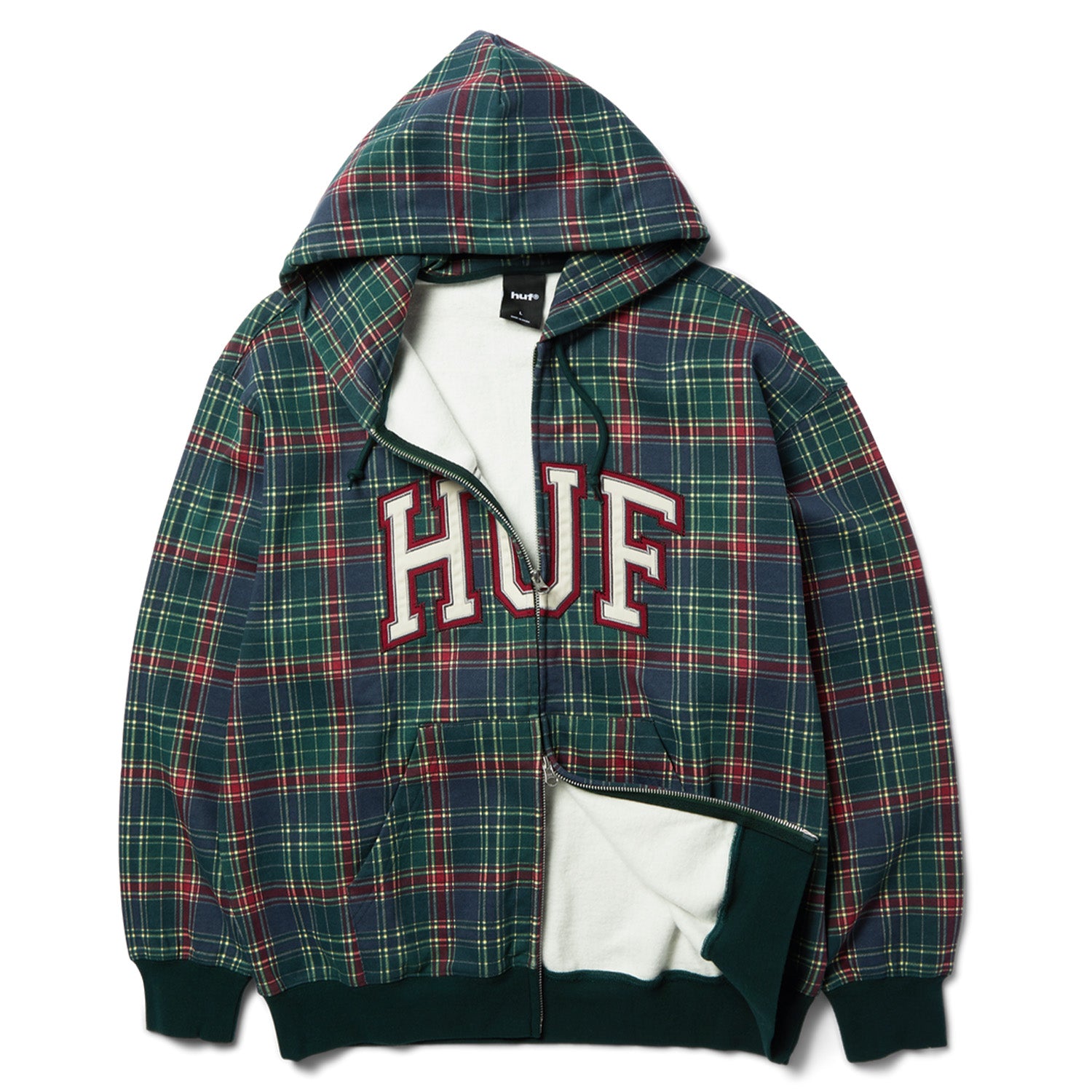 Huf Arch Plaid Full Zip Heavyweight Hoodie Forest