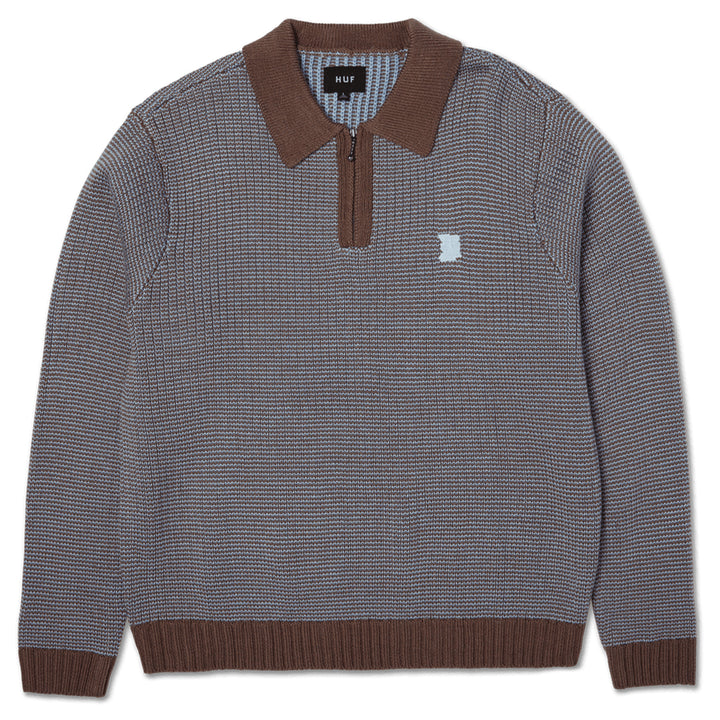 Huf Megablast Two Tone Waffle Sweater Washed Blue/Moss