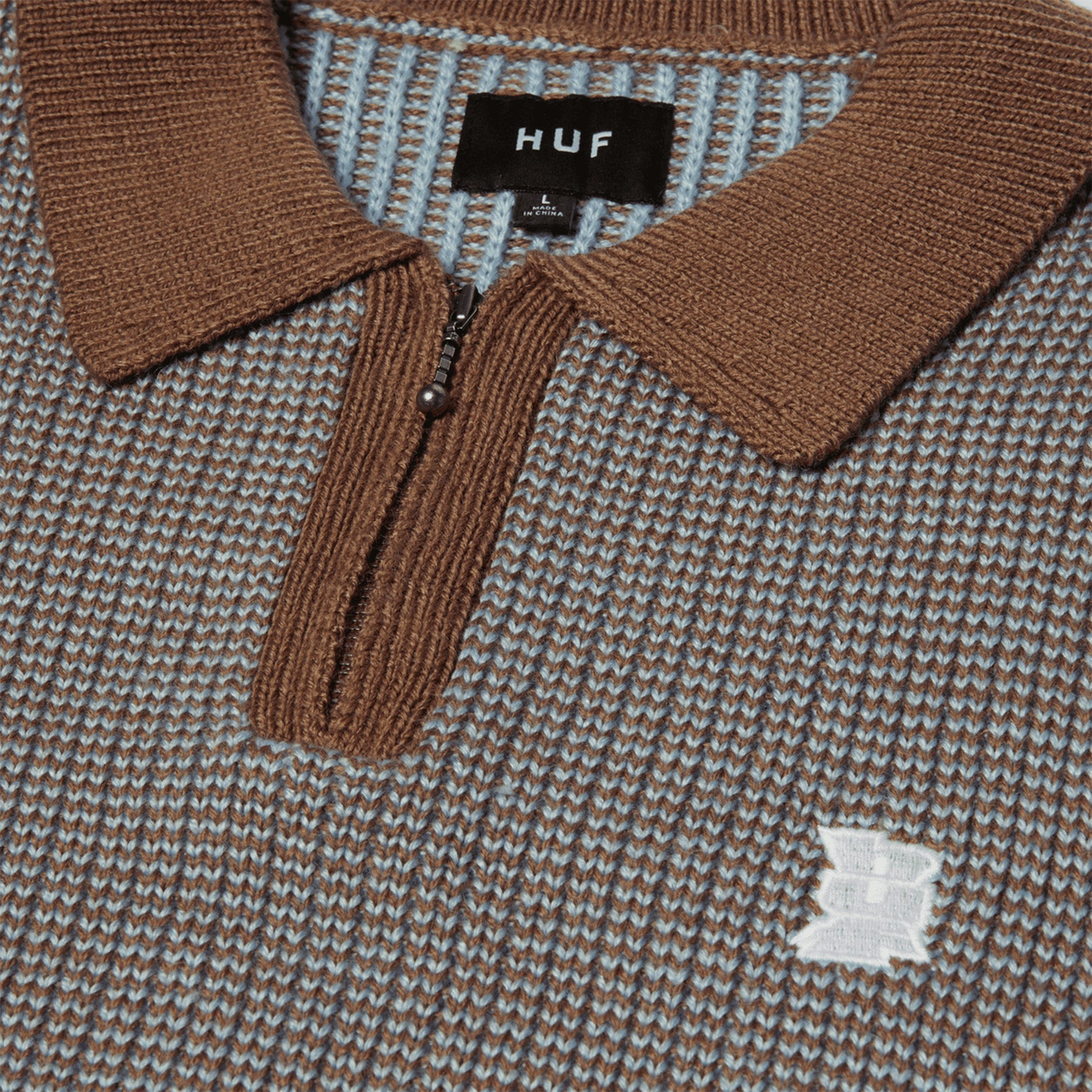 Huf Megablast Two Tone Waffle Sweater Washed Blue/Moss
