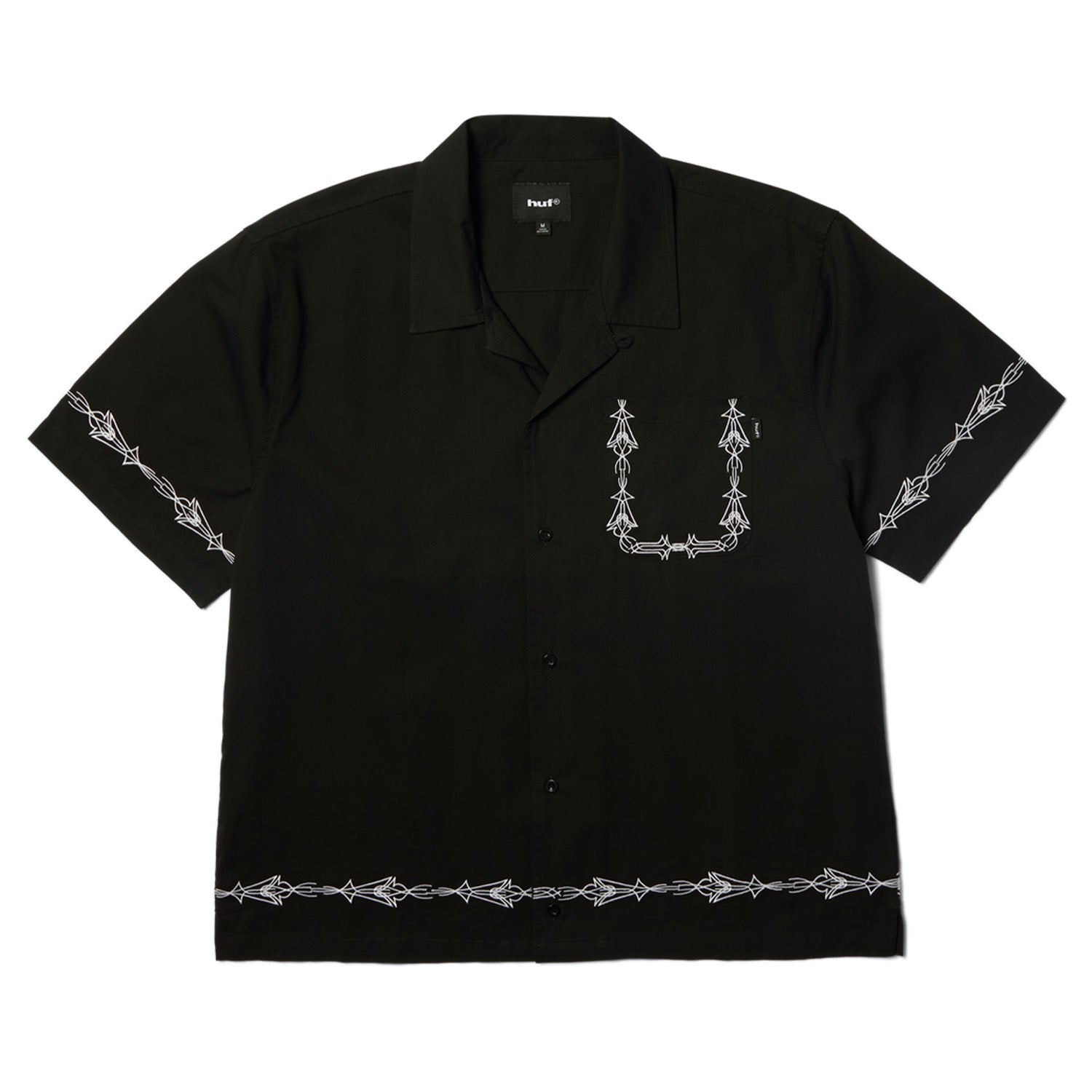 Huf Pinstripe Emb Resort Shirt Black