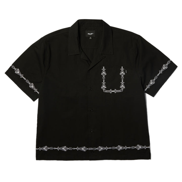 Huf Pinstripe Emb Resort Shirt Black