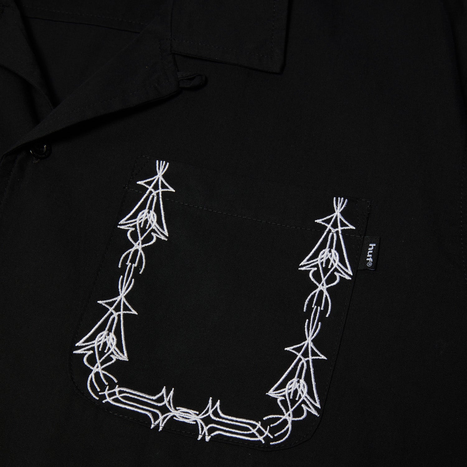 Huf Pinstripe Emb Resort Shirt Black