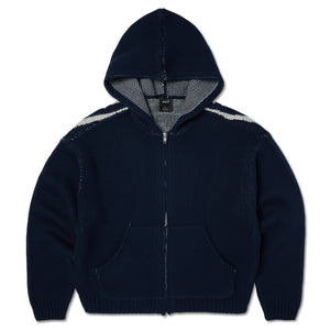 トップス ohotoro Mixed Zipper Hoodie Knit navy Huf Token Zip Hooded Sweater Navy - Orchard Skateshop