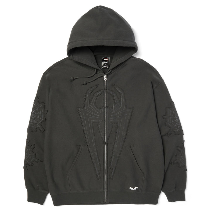Huf x Marvel Spider Man Web Zip Hoodie Washed Black
