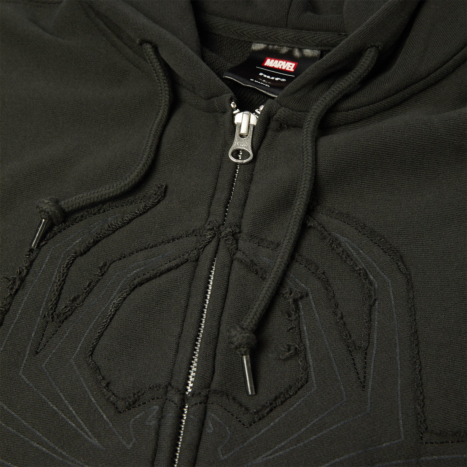 Huf x Marvel Spider Man Web Zip Hoodie Washed Black