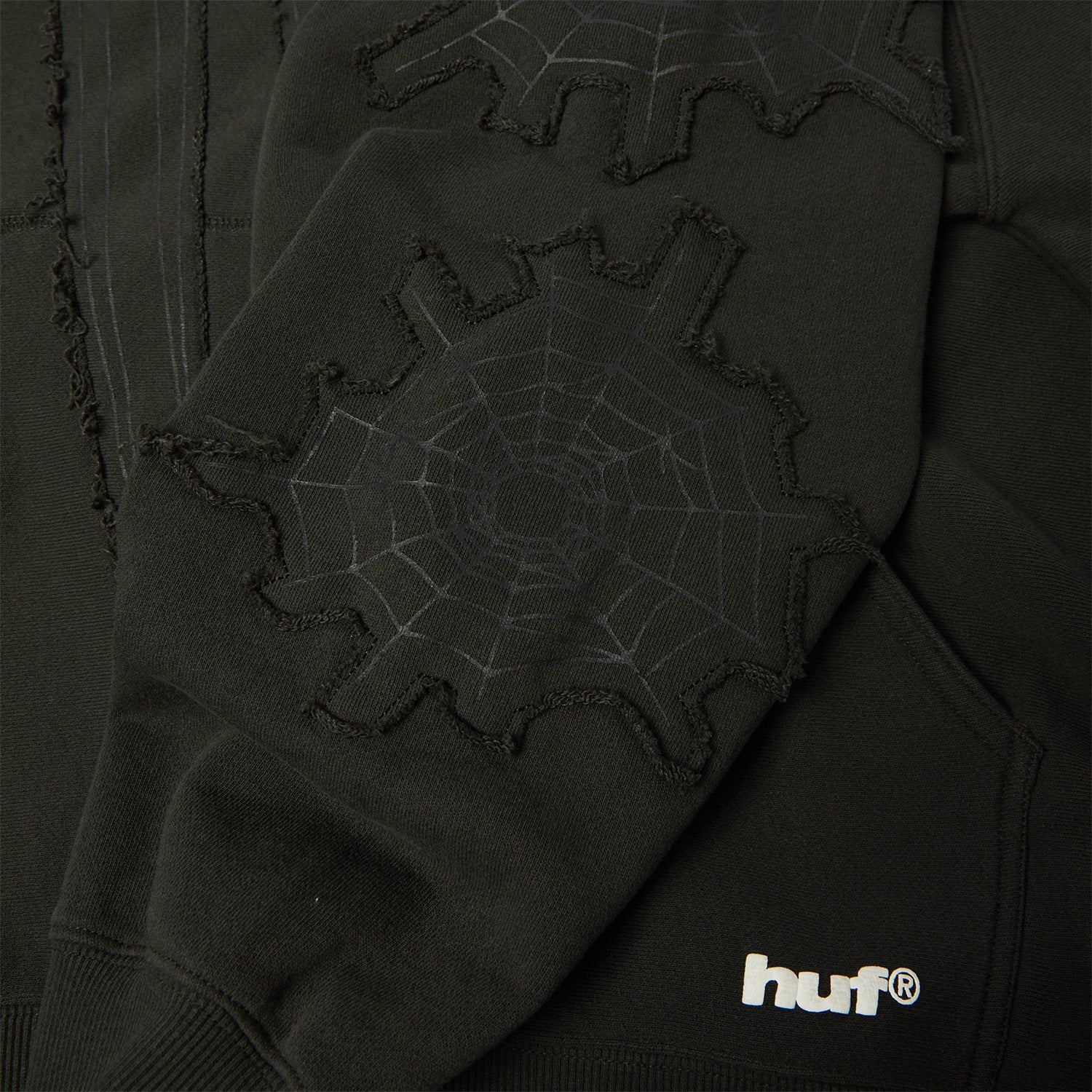 Huf x Marvel Spider Man Web Zip Hoodie Washed Black