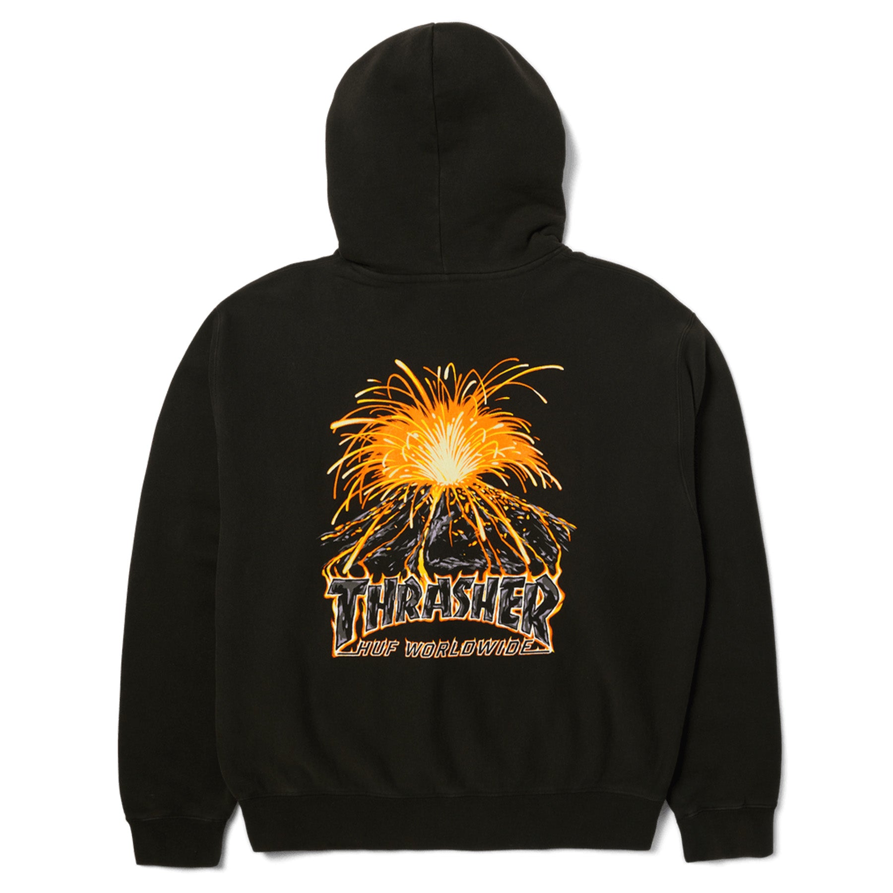 HUF x THRASHER コラボ パーカー ブラック 激レア希少入手困難 Huf x Thrasher Meltdown Heavy Hoodie Washed Black - Orchard Skateshop