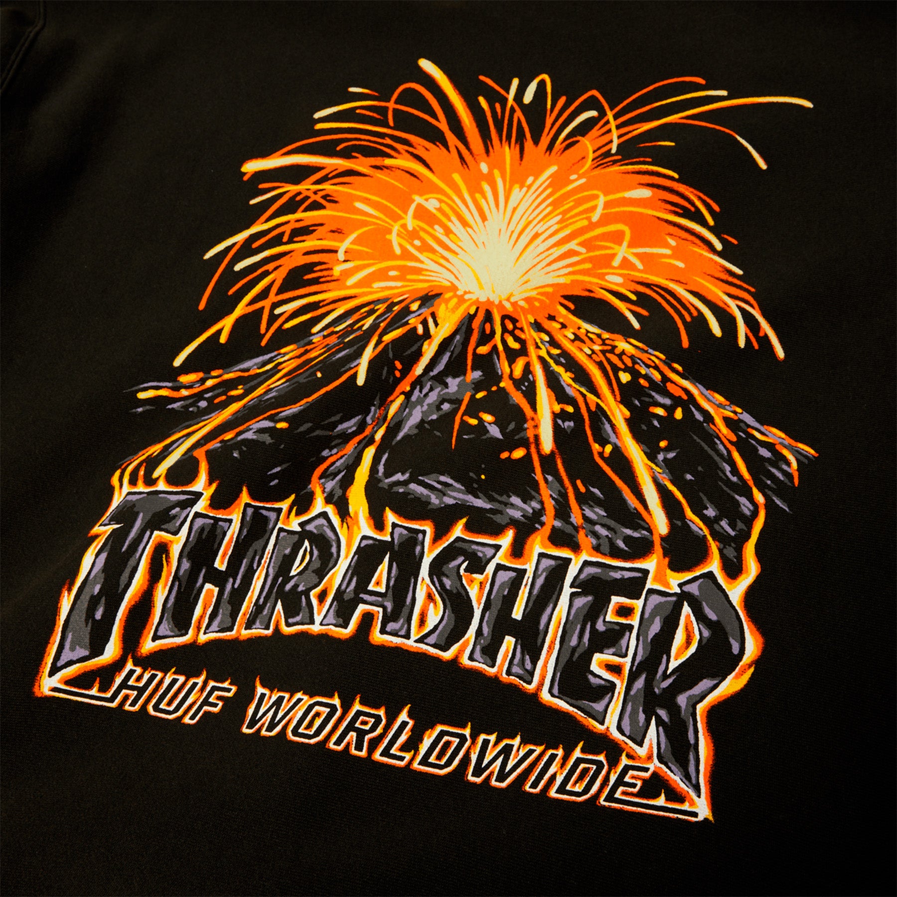 Huf x Thrasher Meltdown Heavy Hoodie Washed Black