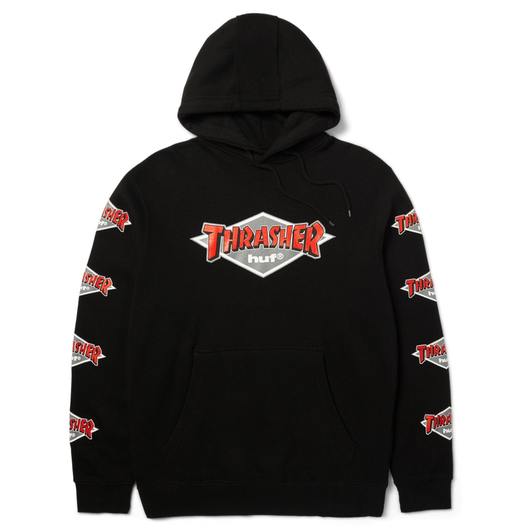 THRASHER HUFコラボパーカー Huf x Thrasher Pullover Hoodie Black - Orchard Skateshop
