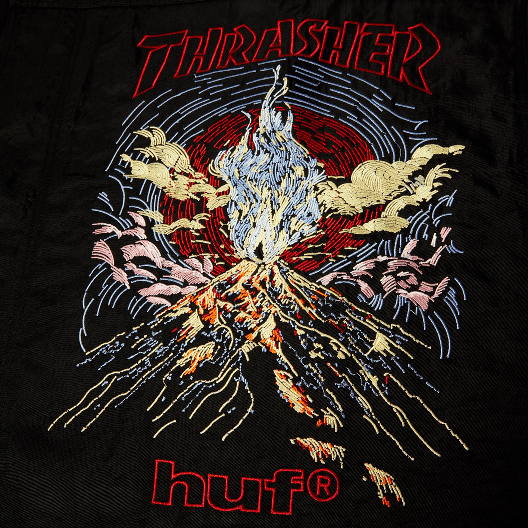 Huf x Thrasher Trucker Jacket Black - Orchard Skateshop