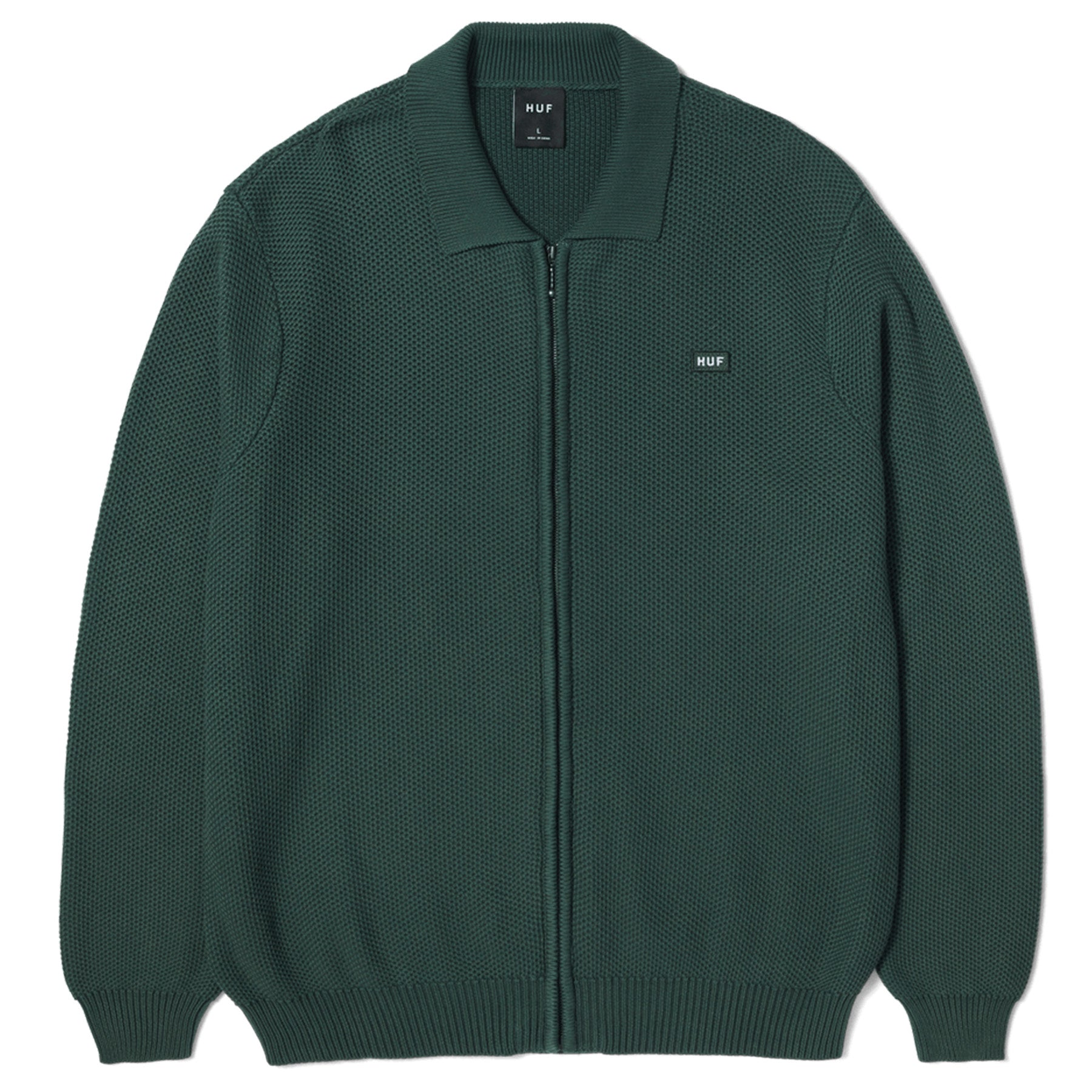 Huf Anton Zip Overdyed Sweater Hunter Green