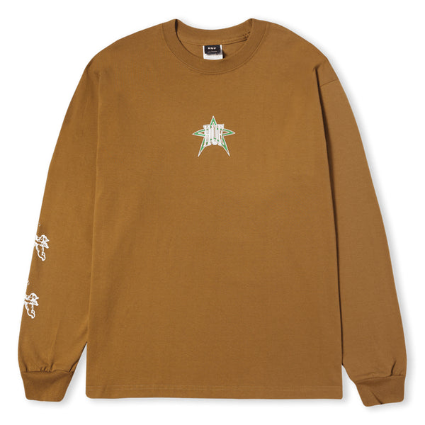 HUF Intergalactic Frequency L/S T-Shirt Mud Tシャツ HufIntergalacticLSTeeMudOrchar