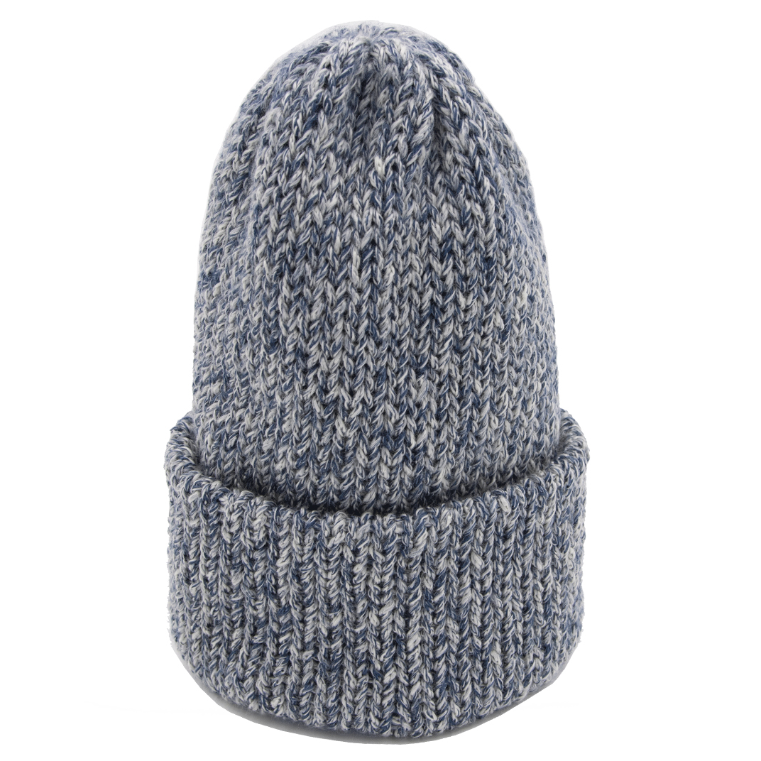 Chimney Short Stack Beanie Island Marled Navy Blue