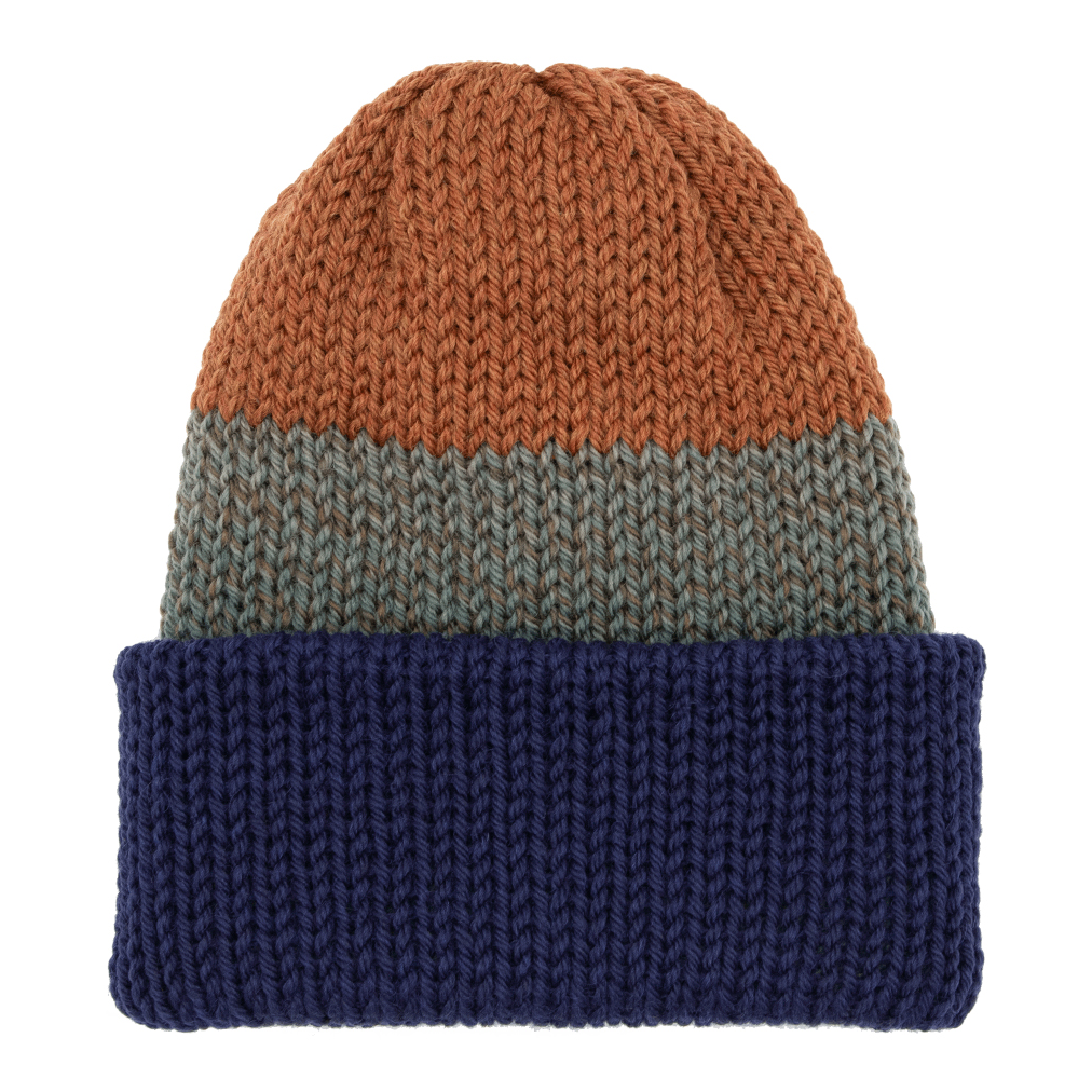 Chimney Short Stack Beanie Big Block Multicolor Burnt Orange/Navy