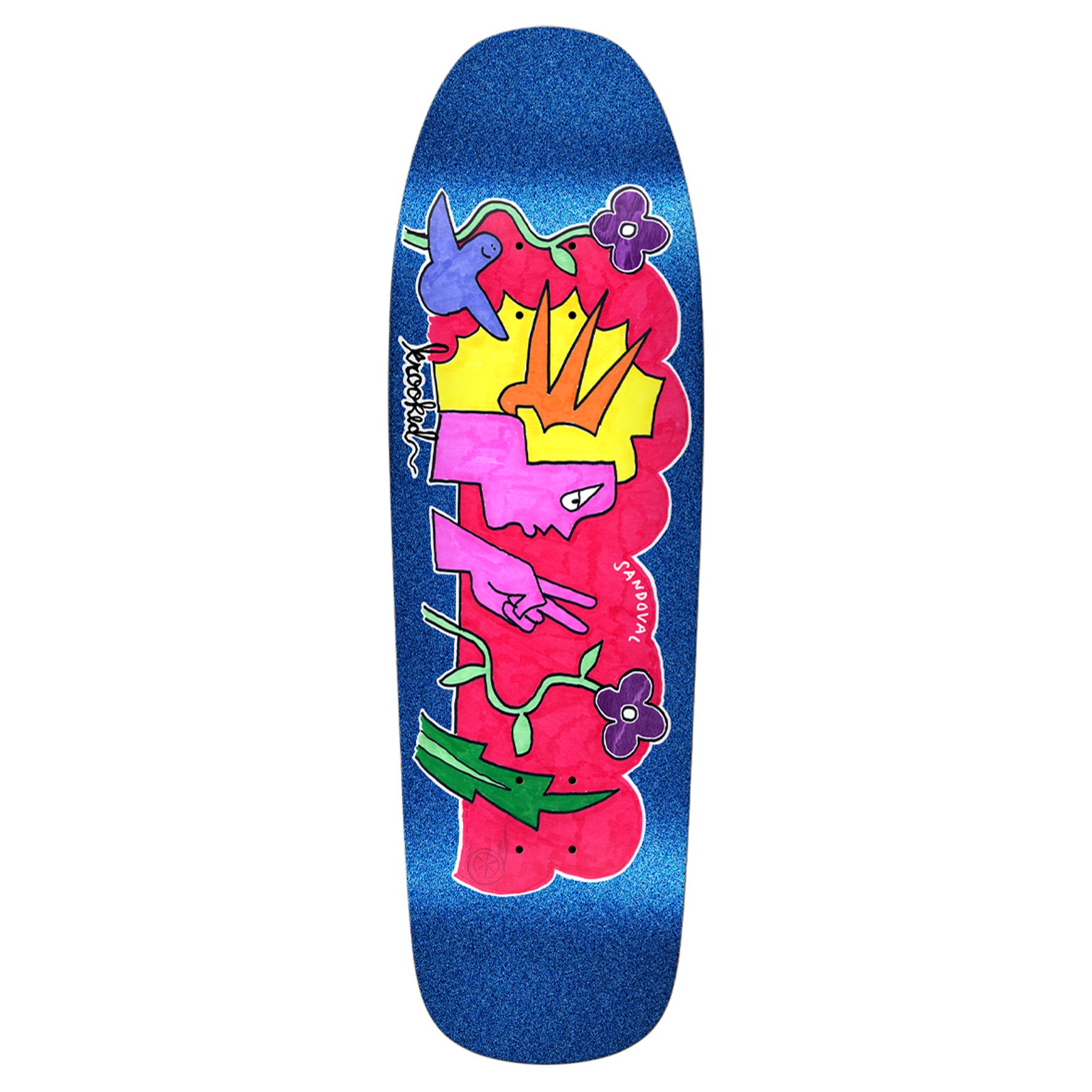 Krooked Sandoval Peace Sign Shaped Deck 9.81"