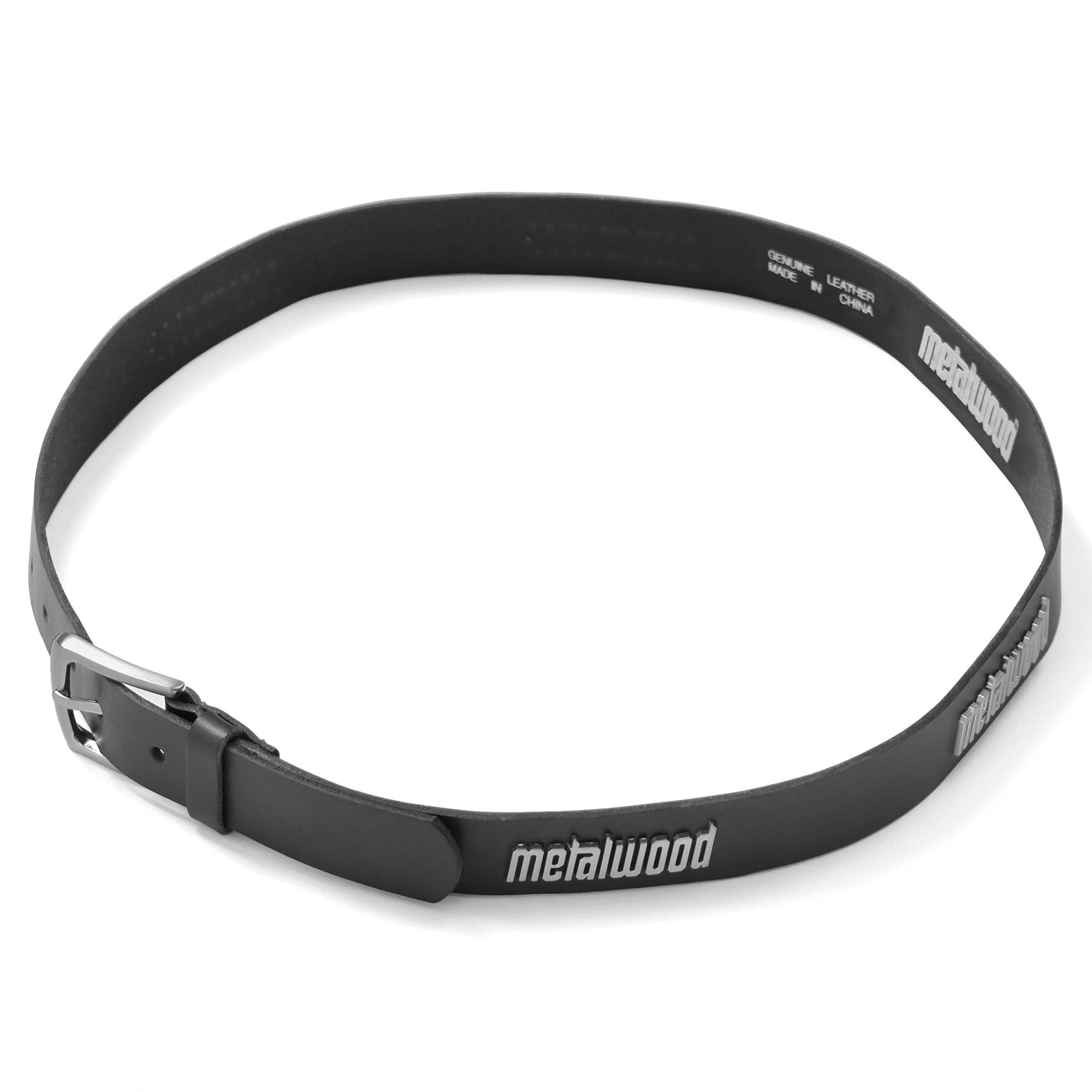 Metalwood Studios Metal Logo Leather Studded Belt Black