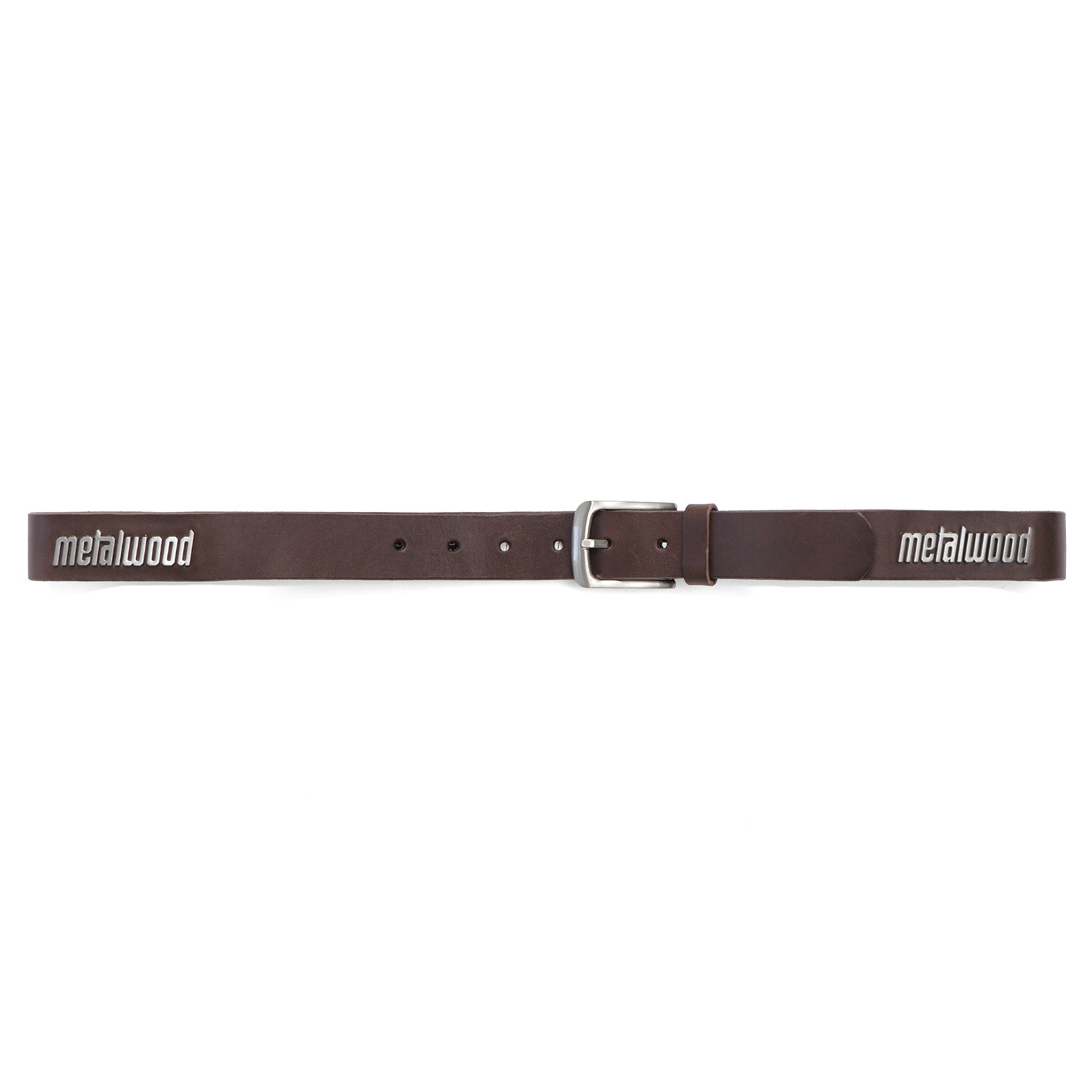 Metalwood Studios Metal Logo Leather Studded Belt Brown