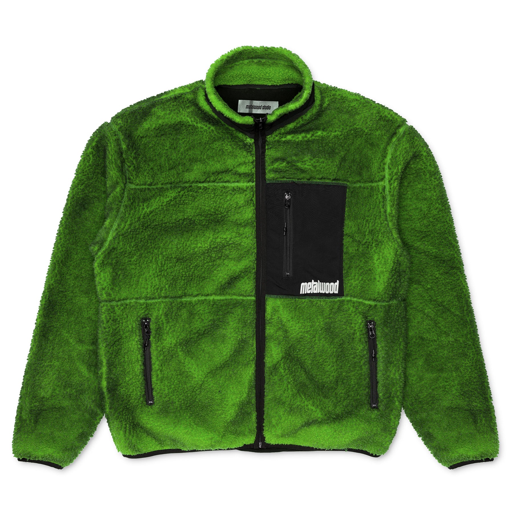 Metalwood Studio Painted Sherpa Fleece Jacket Green