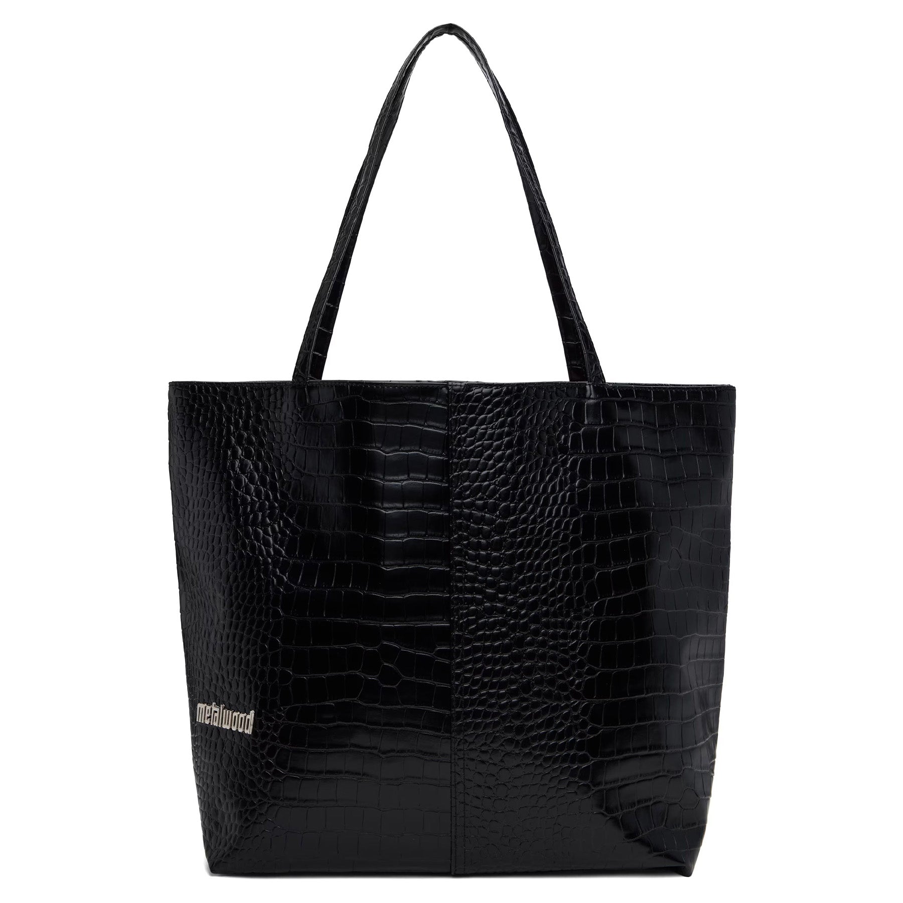 Metalwood Studio Metal Logo Stud Croc Tote Black - Orchard
