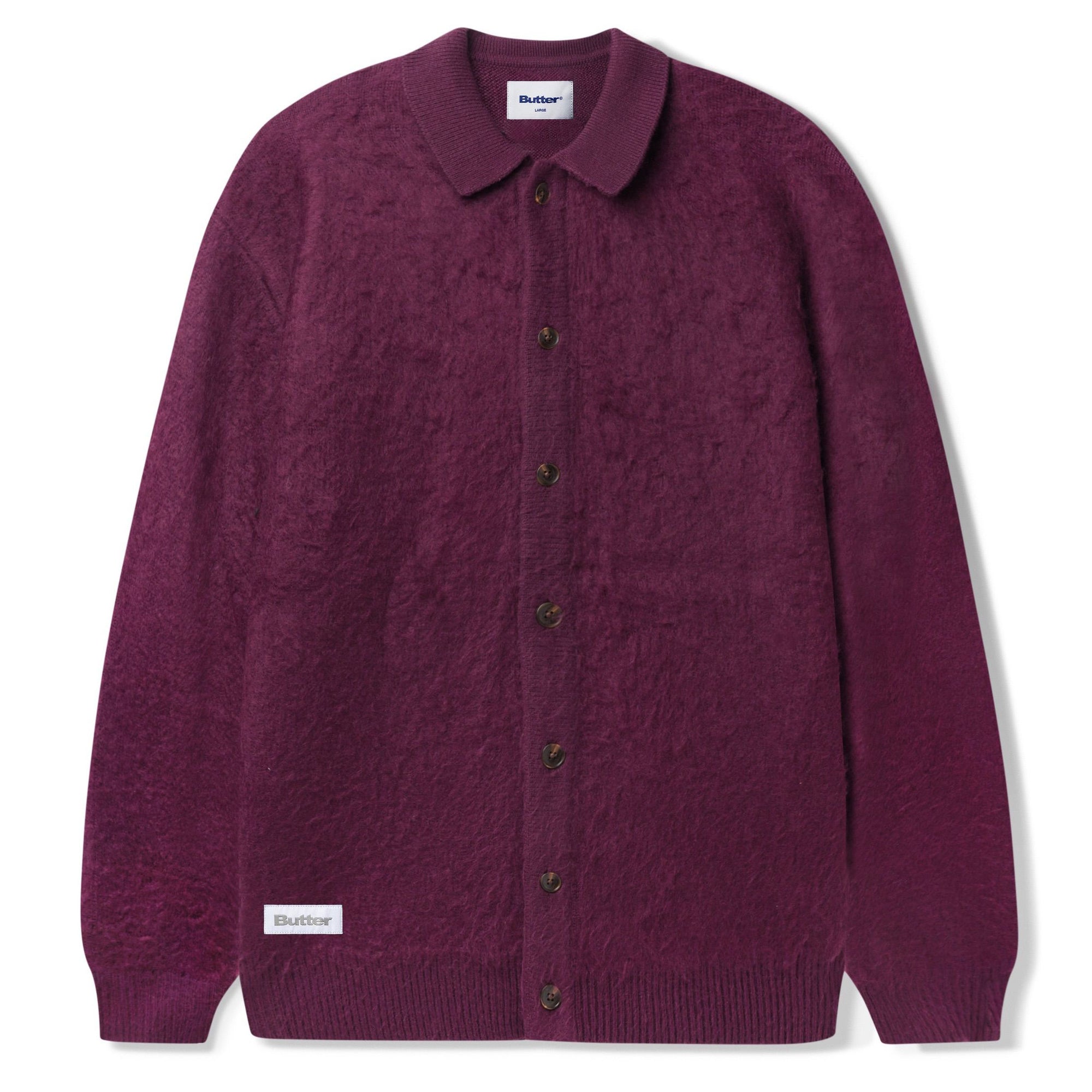 Butter Goods Mohair Button Up Knitted Shirt Port