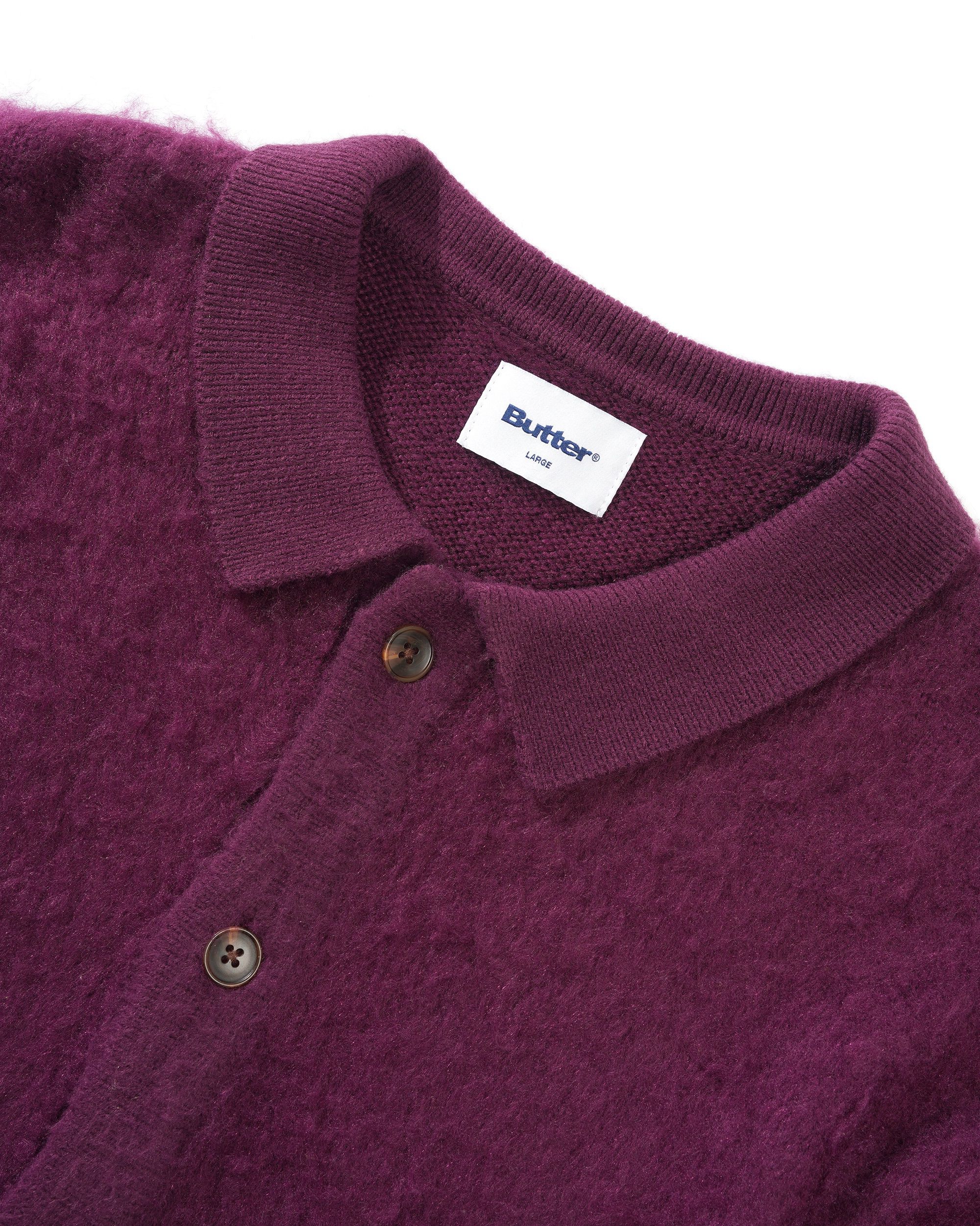 Butter Goods Mohair Button Up Knitted Shirt Port